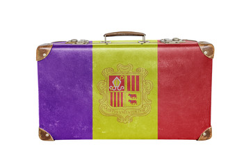 Vintage suitcase with Andorra flag