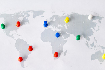 Naklejka premium World map with push pins