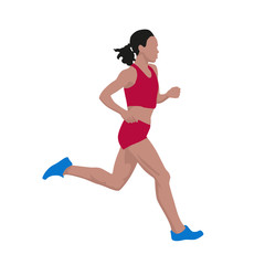 Running woman, vector illustration, flat design