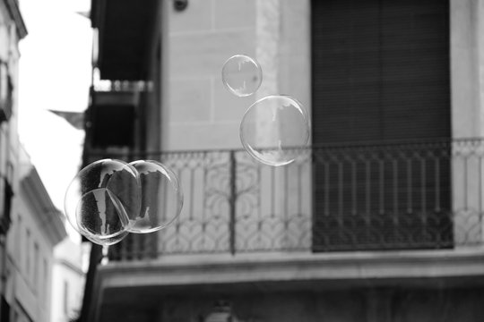 Soap Bubble in a street of Barcelona , Spain
