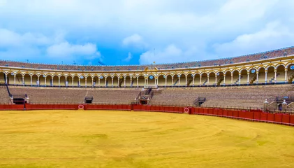 Fotobehang view of bullfighting arena plaza de toros de la real maestranza de caballeria de sevilla in the spanish city sevilla © dudlajzov