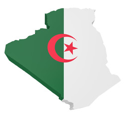 3d Illustration of Algeria Map With Algerian Flag Isolated On White Background