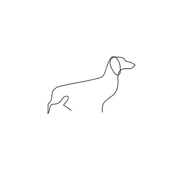 One line dog dachshund design silhouette. Hand drawn minimalism style vector illustration