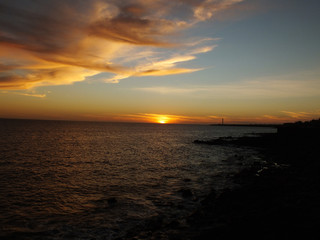 Sunset at Lanzarote, view to Fuerteventura (spain)