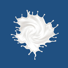 Isolated splash of milk. 3d illustration, 3d rendering.