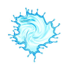 Isolated water splash on a white background. 3d illustration, 3d