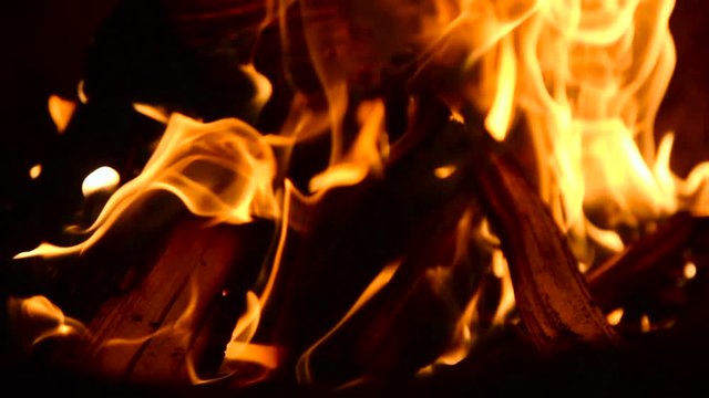 Closeup of flames burning