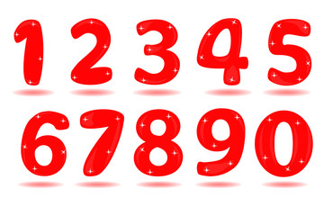 Number from 0 to 9 isolated in white background.