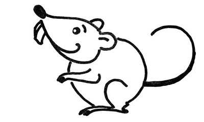 little mouse - sketch by pencil on paper
