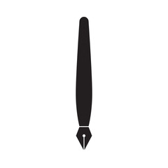 Simple flat ink pen icon, grayscale on white background