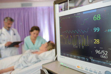 heart blood pressure monitor used in a hospital room