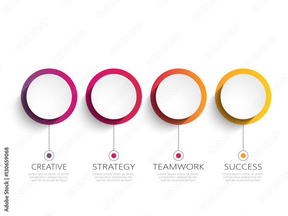 Poster modern 3d infographic template with 4 steps for success. business circle template with options for b