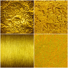 Set of golden texture, scratchet, gruge, forged. Golden steel ba