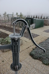 White frost on garden pump
