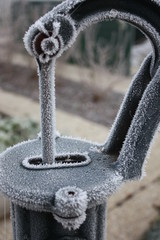 White frost on garden pump