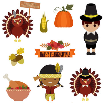 Vector set of Thanksgiving icons