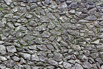 Background texture of wall face with rough granite stone pieces