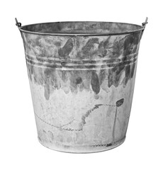 Old metal bucket isolated on white background