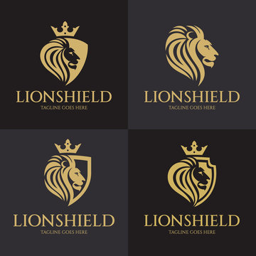 Lion shield logo design template ,Lion head logo ,Element for the brand identity ,Vector illustration