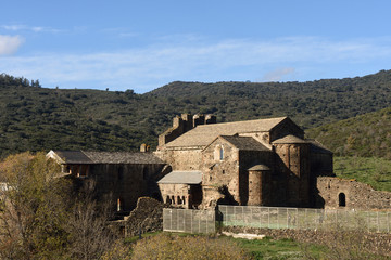 Old romanesque monastery (late eighth century) Sant Quirze de Colera, Alt Emporda, Girona,Spain