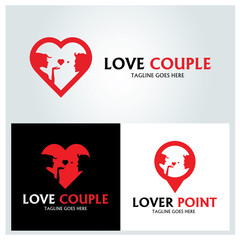 Love couple logo design template ,Love point logo design concept ,Vector illustration