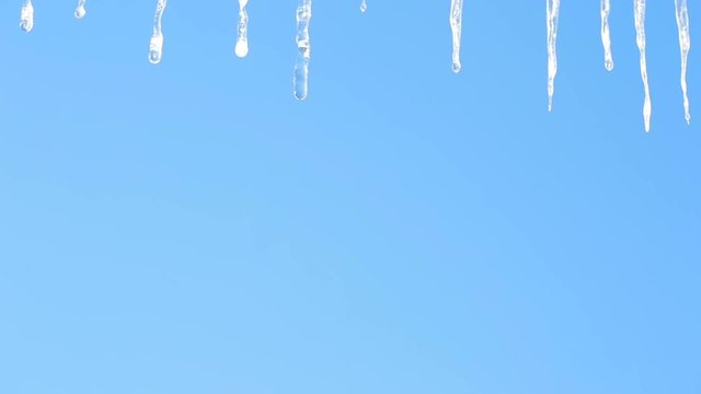 icicles on a background of blue sky
