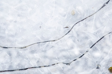 Looks like blurry ice on the water surface and melting process created interesting picture. Background.