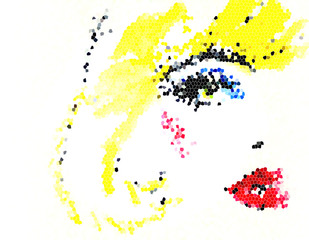 Woman portrait. Pixel art. Abstract illustration. 