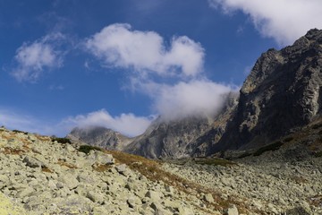 Peaks and clouds in High Tatras Mountains. Slovakia