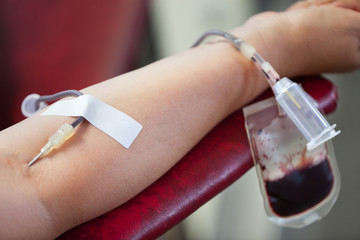 Blood donor at donation