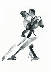 tango dance .watercolor illustration - obrazy, fototapety, plakaty