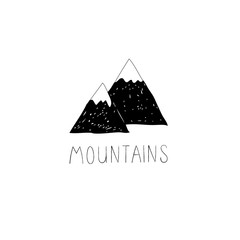 Hand drawn vector illustration with wild mountains.