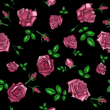 Embroidery pattern with roses flowers.
