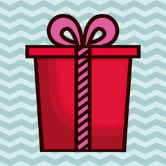 gift box with bow over patterned background icon image vector illustration design 