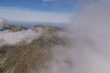 Clouds and views of High Tatras Mountains. Slovakia