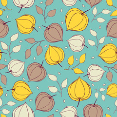 Seamless background physalis flowers.