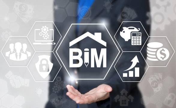 BIM building information modeling business industrial development physical web concept. Build, house, real estate, construction, architecture technology