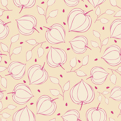 Seamless background physalis flowers.