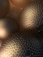 Abstract futuristic spheres with voronoi pattern. 3d rendering