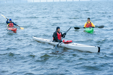 winter kayaking on the river in Ukraine 08