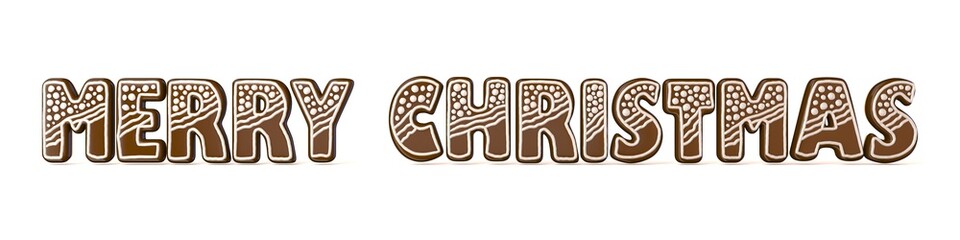 Merry Christmas gingerbread sign. 3D