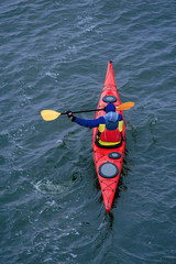winter kayaking on the river in Ukraine 15