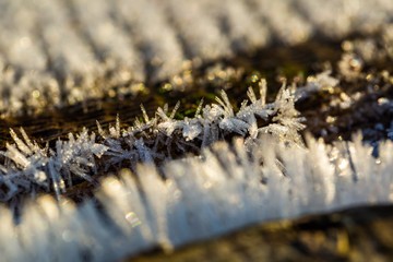 Big close up of snow or ice crystals