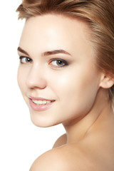 Fototapeta premium close up portrait beauty short hair makeup isolated white
