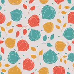 Seamless background physalis flowers.