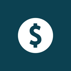 dollar sticker badge iconon blue background