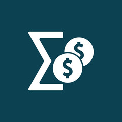 money sum invoice icon on blue background