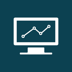 computer chart statistic icon on blue background