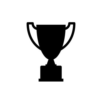 Champion cup icon. Trophy silhouette. Black icon isolated on white background. Simple icon. Web site page and mobile app design element.
