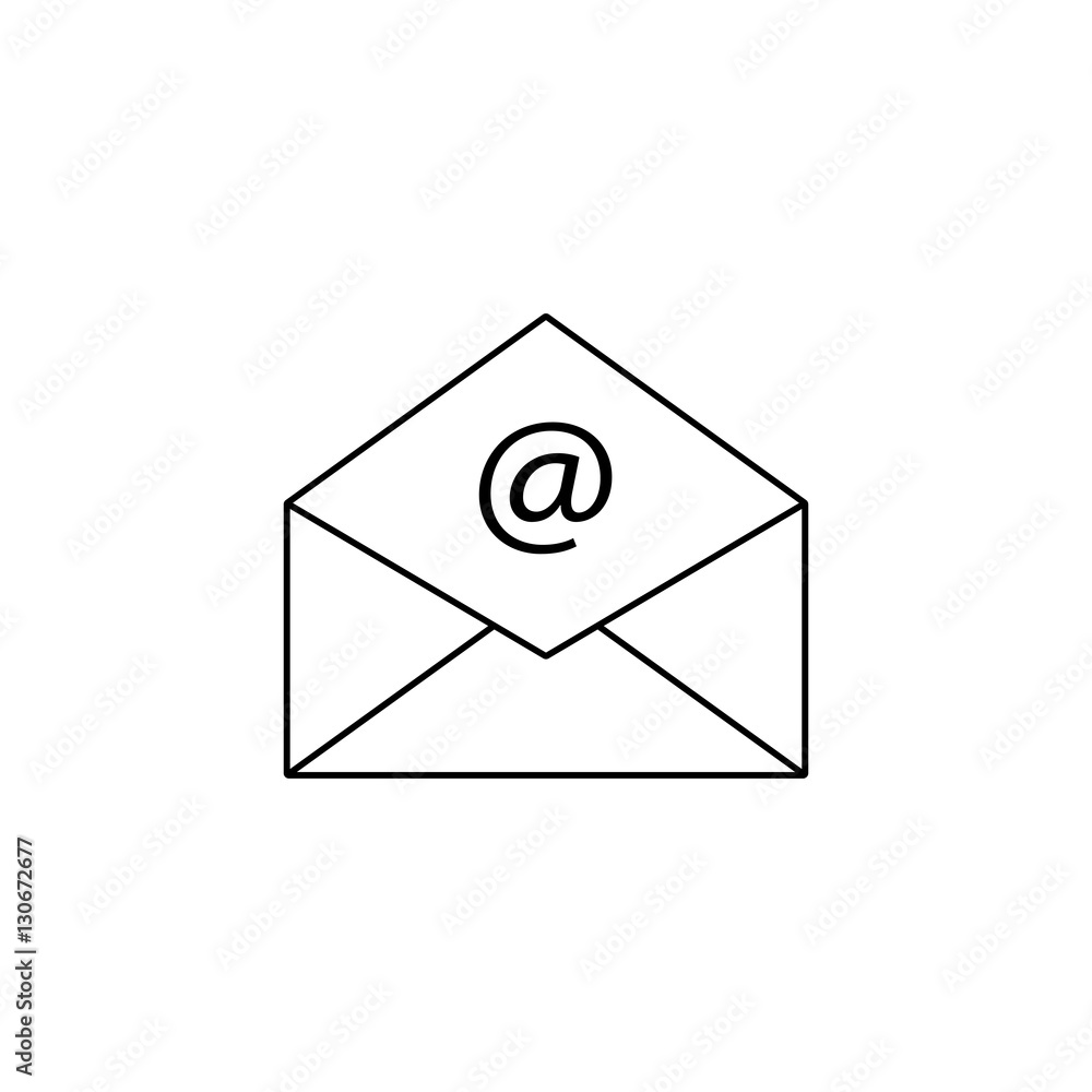 Poster open mail line icon, representing email, envelope, social media, vector graphics, a linear pattern o